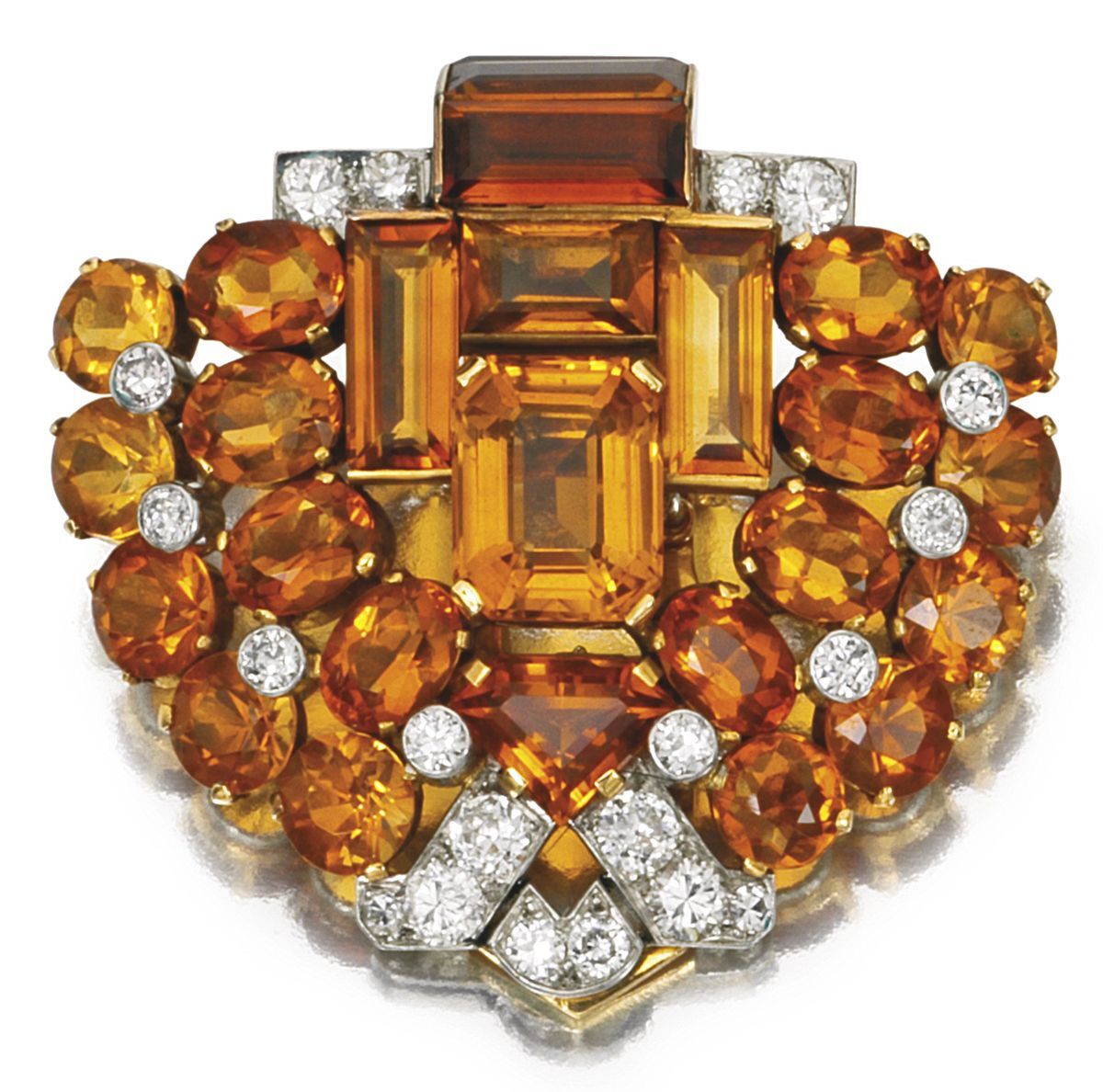 Cartier citrine and diamond brooch